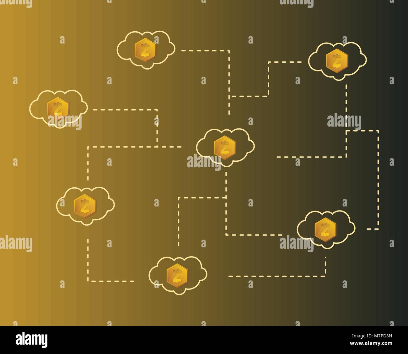 Blockchain smart cash with cloud background style Stock Vector Image ...