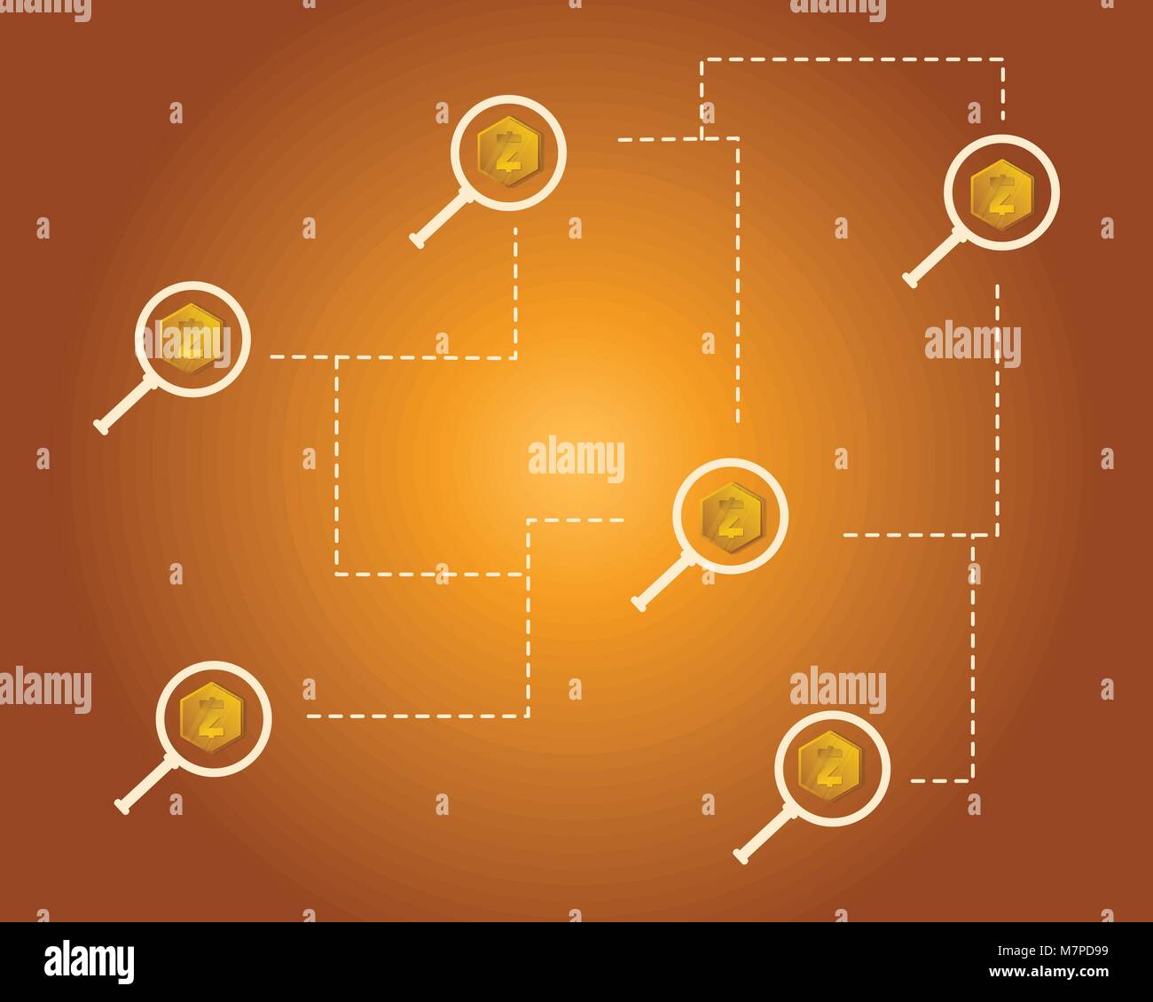 Blockchain smart cash with magnifying background style Stock Vector ...