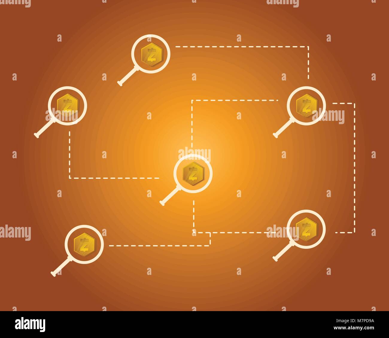 Blockchain smart cash with magnifying background style Stock Vector ...