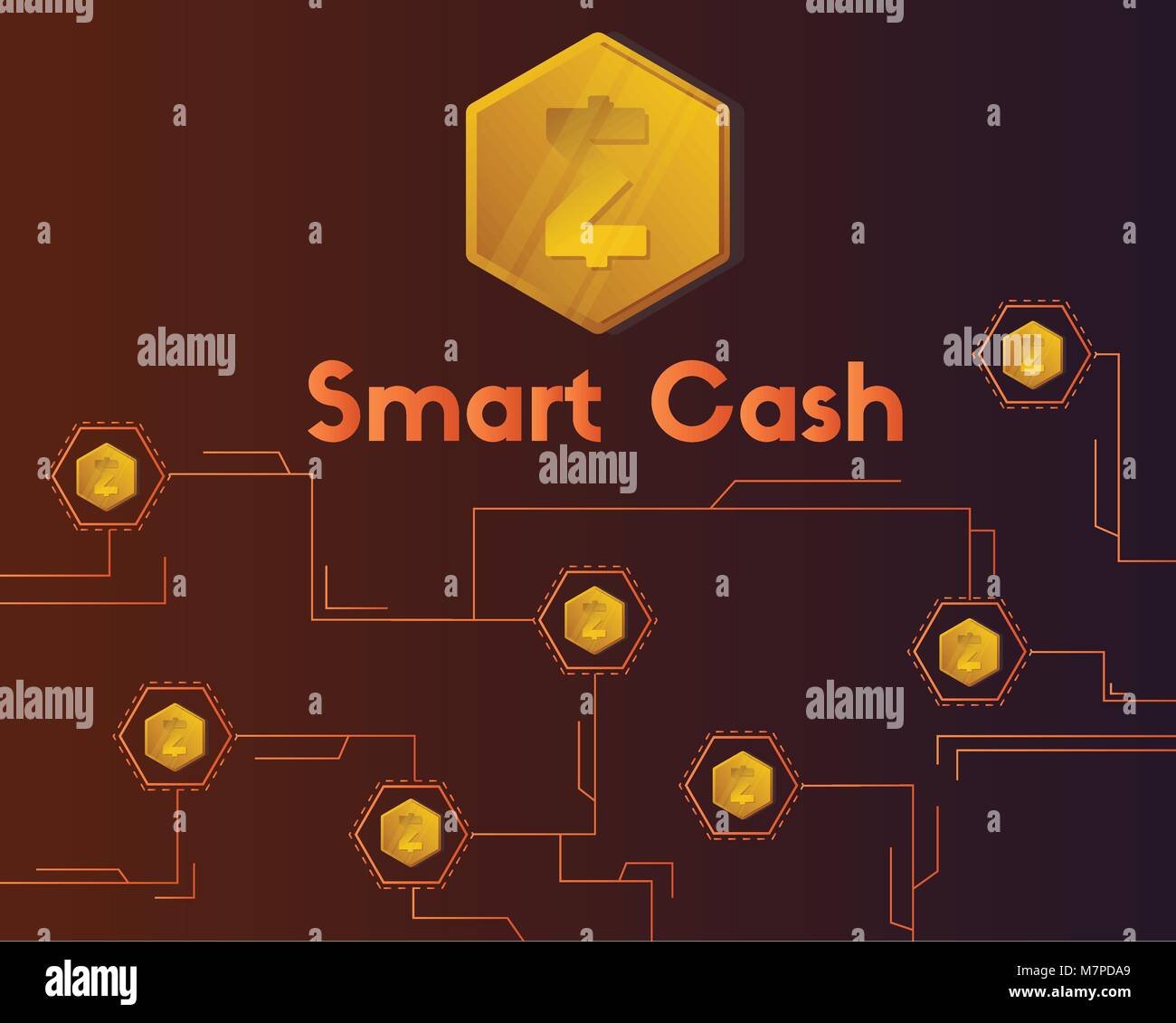 Blockchain smart cash cryptocurrency circuit background style Stock ...