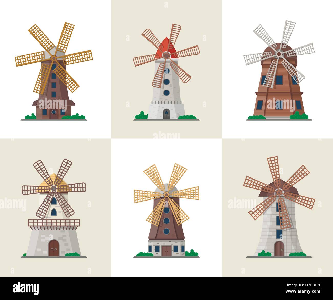 Traditional old windmill buildings set Stock Vector Image & Art - Alamy