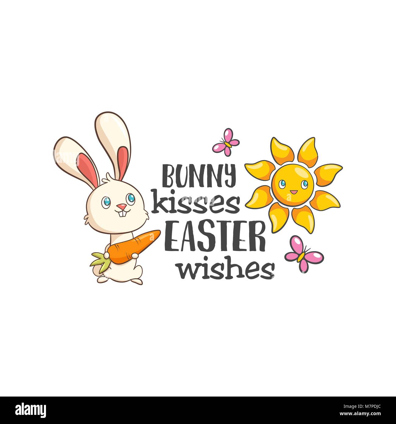 vector cartoon style easter bunny greeting card Stock Vector