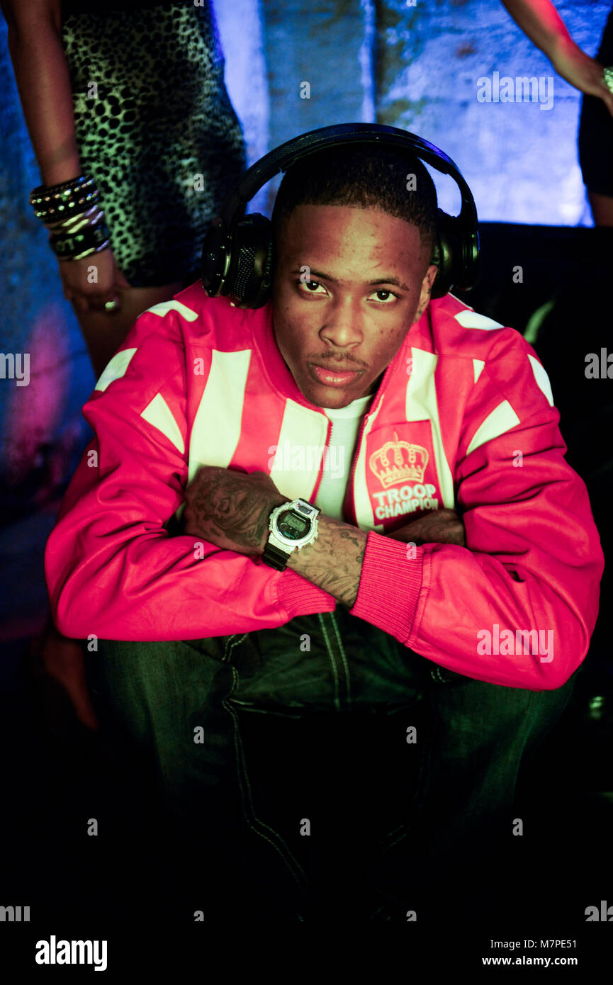 YG on-set at the "Toot It & Boot It Remix" Music Video on November 18, 2010  in Los Angeles Stock Photo - Alamy