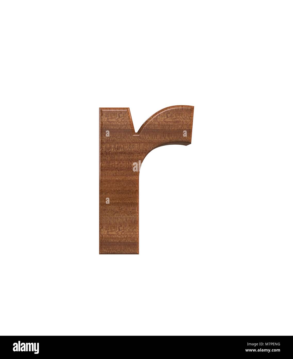 3D rendering Font Polished mahogany lowercase r Stock Photo