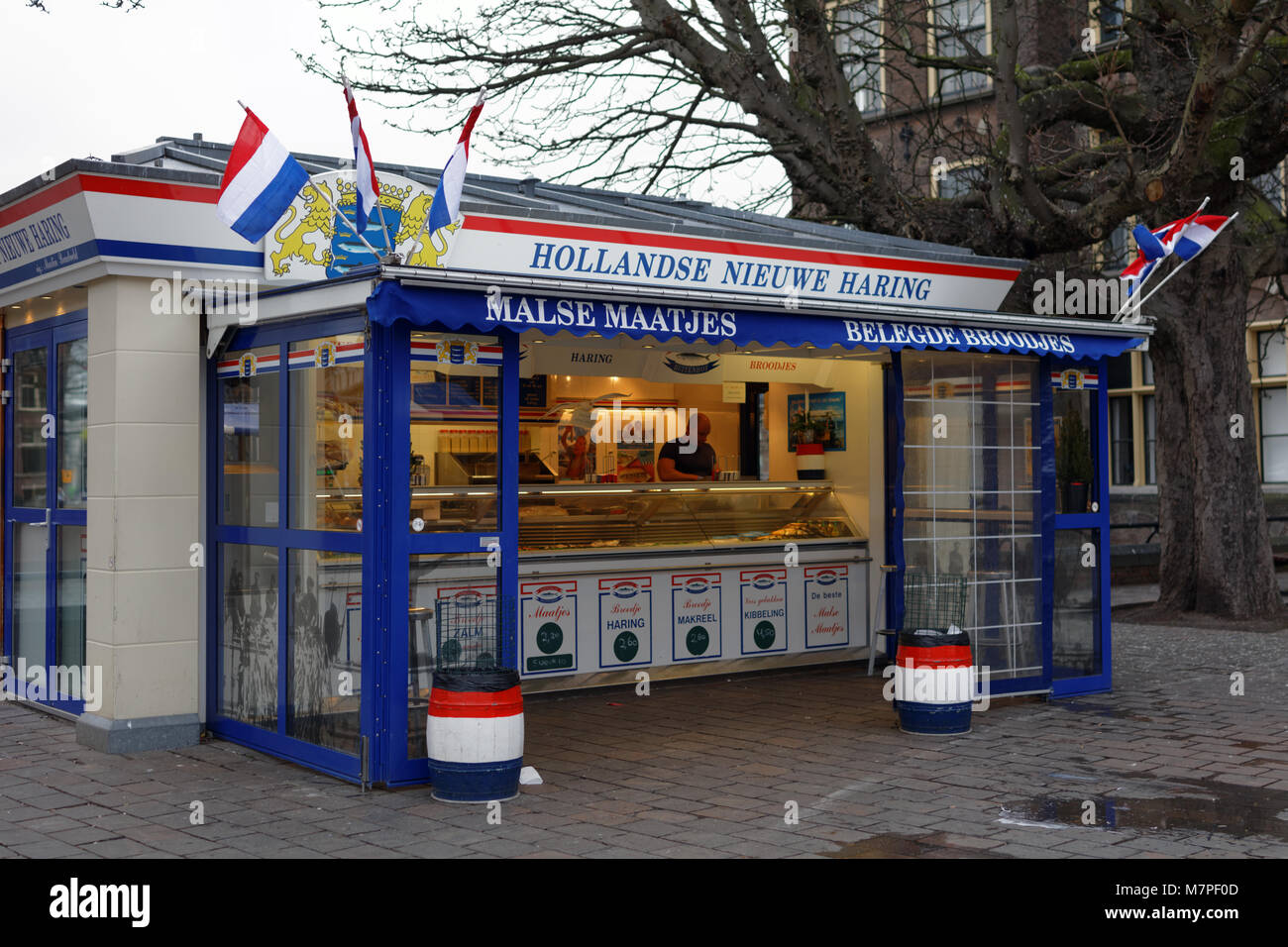 The Hague, Netherlands January 3, 2017 Kiosk selling New Dutch