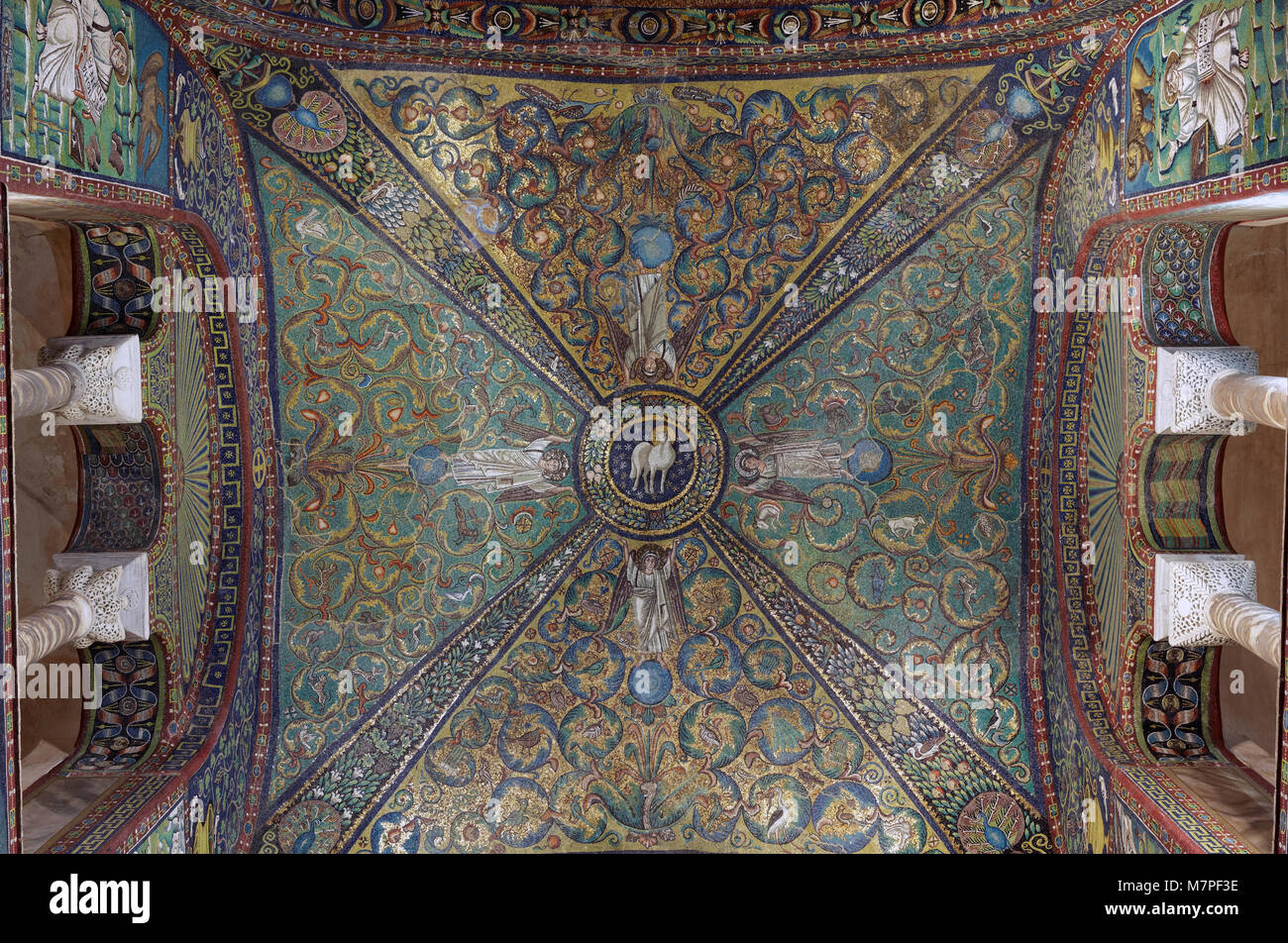 Ravenna, Italy - June 15, 2017: Mosaics in Basilica of San Vitale. Built in VI century, it is one of the most important examples of early Christian By Stock Photo