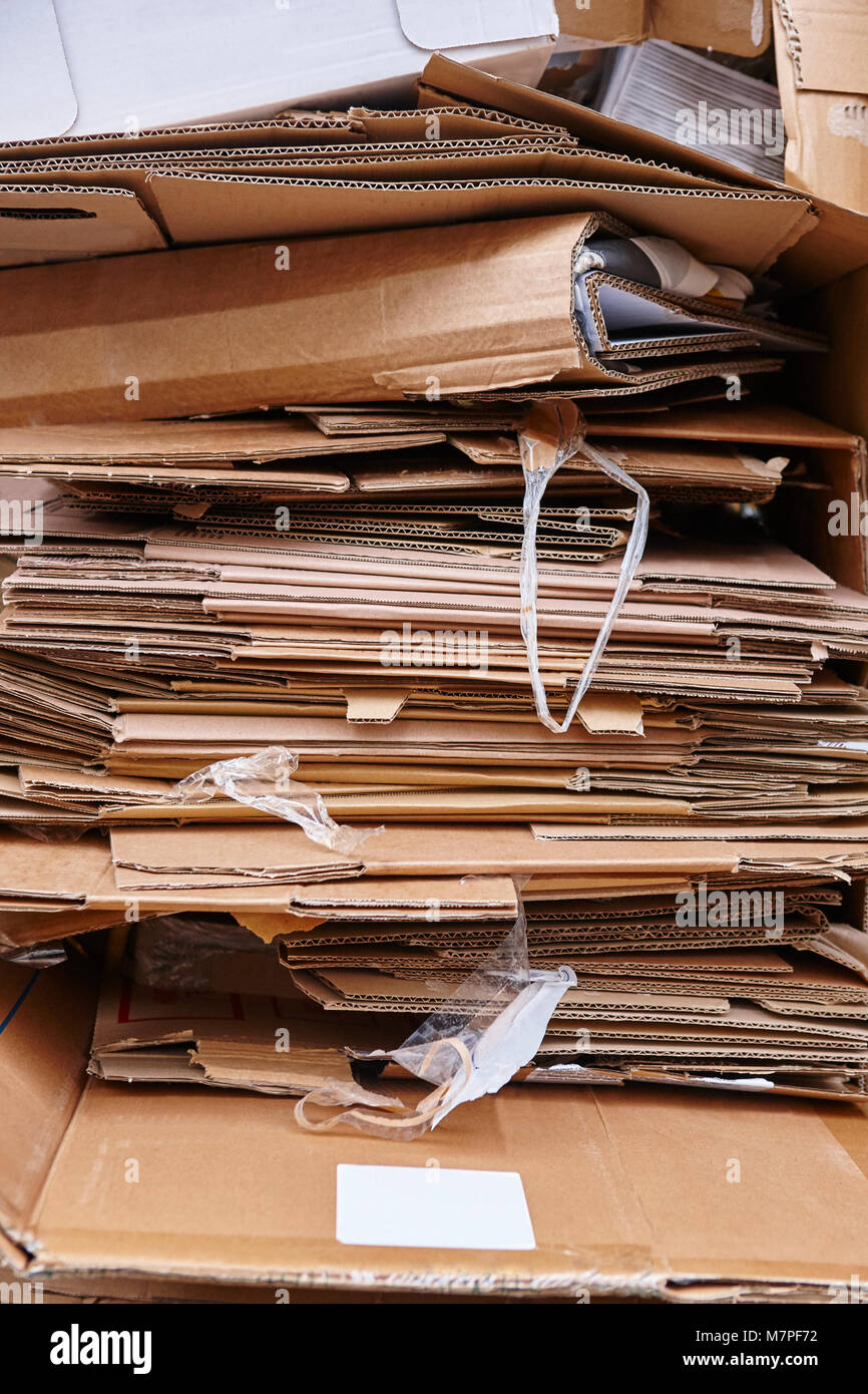 Cardboard trash. Recycle and reuse carton waste. Clean environmental
