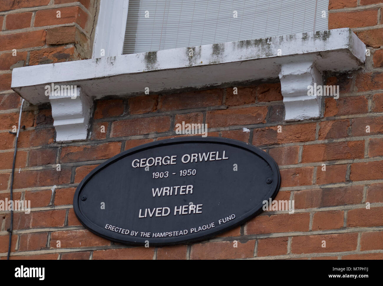 Plaque at 77 Parliament Hill, Hampstead,London NW3, where Orwell