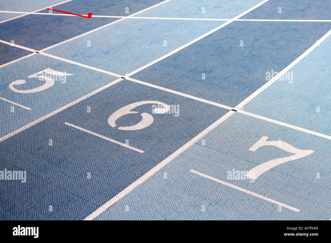 Starting blocks at running track close up Stock Photo Alamy