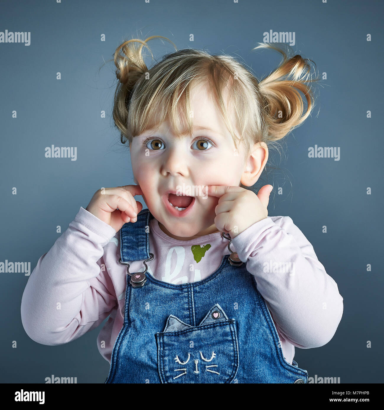 portrait of adorable female child studio shot Stock Photo