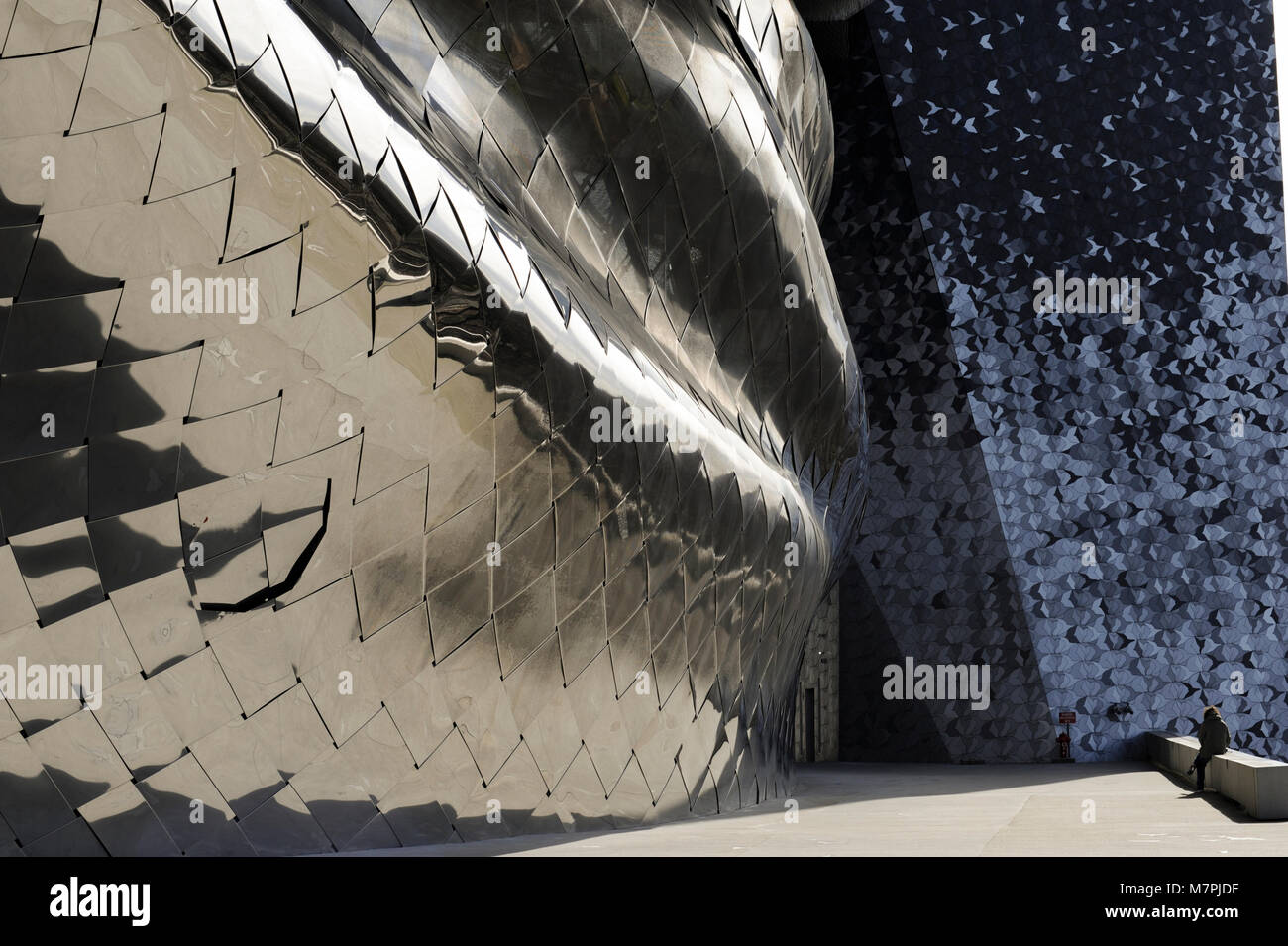 PARIS FRANCE - PHILHARMONIE CITE DE LA MUSIQUE - PARC DE LA VILLETTE - JEAN NOUVEL - BUILDING AND DETAILS - PARIS MUSIC - CONCERT HALL © F.BEAUMONT Stock Photo