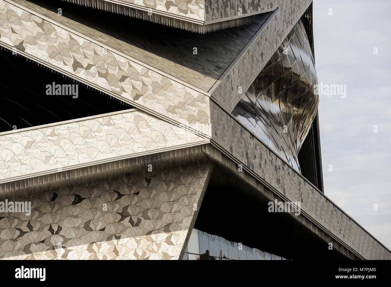 PARIS FRANCE - PHILHARMONIE CITE DE LA MUSIQUE - PARC DE LA VILLETTE - JEAN NOUVEL - BUILDING AND DETAILS - PARIS MUSIC - CONCERT HALL © F.BEAUMONT Stock Photo