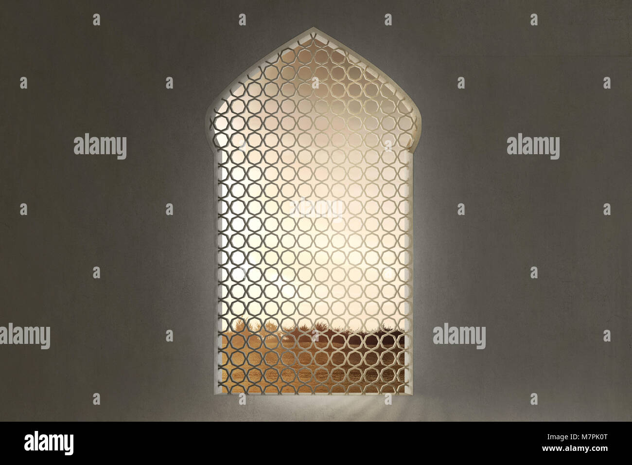 Mosque windows with unique pattern on sunset background Stock Photo - Alamy