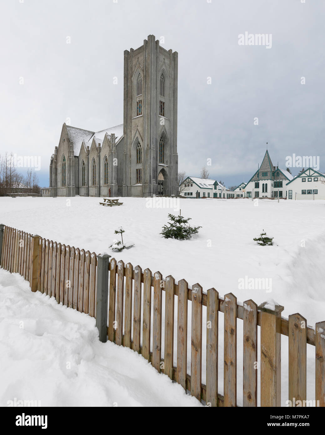 Christ the King Cathedral on Tungata in the snow in Reykjavik, Iceland Stock Photo - Alamy