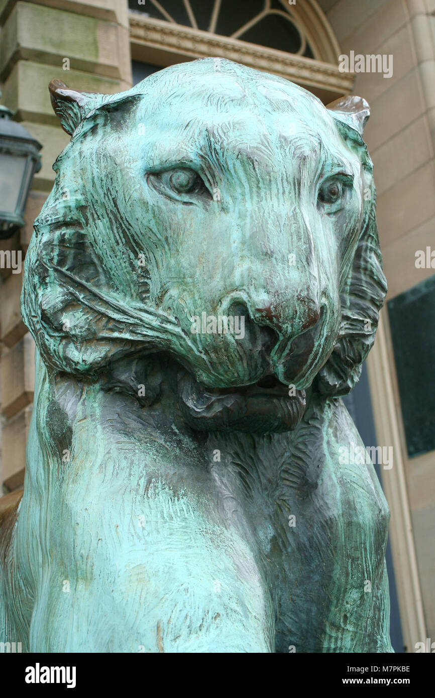 A old green copper lion statue Stock Photo Alamy