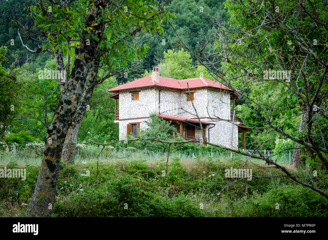 Beautiful Traditional Home Exterior At Zarouhla A Mounatinous Village Ahaia Patras Greece Stock Photo Alamy
