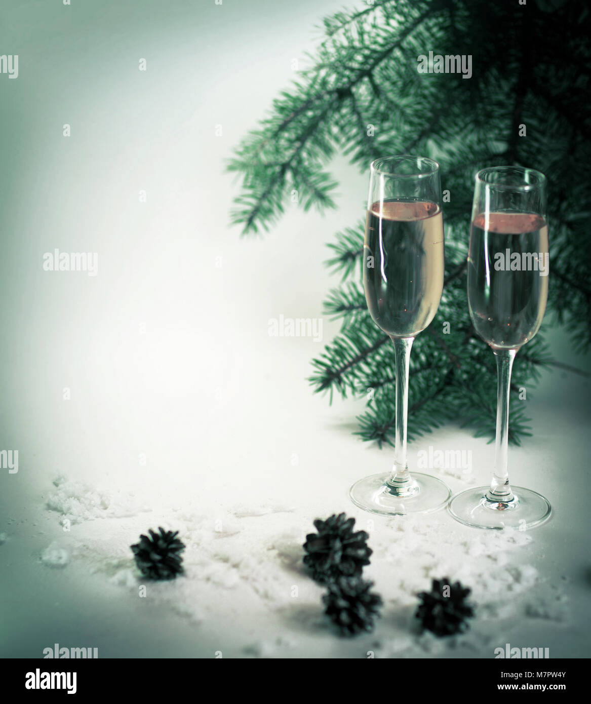 Two champagne glasses ready to bring of the New Year Stock Photo - Alamy