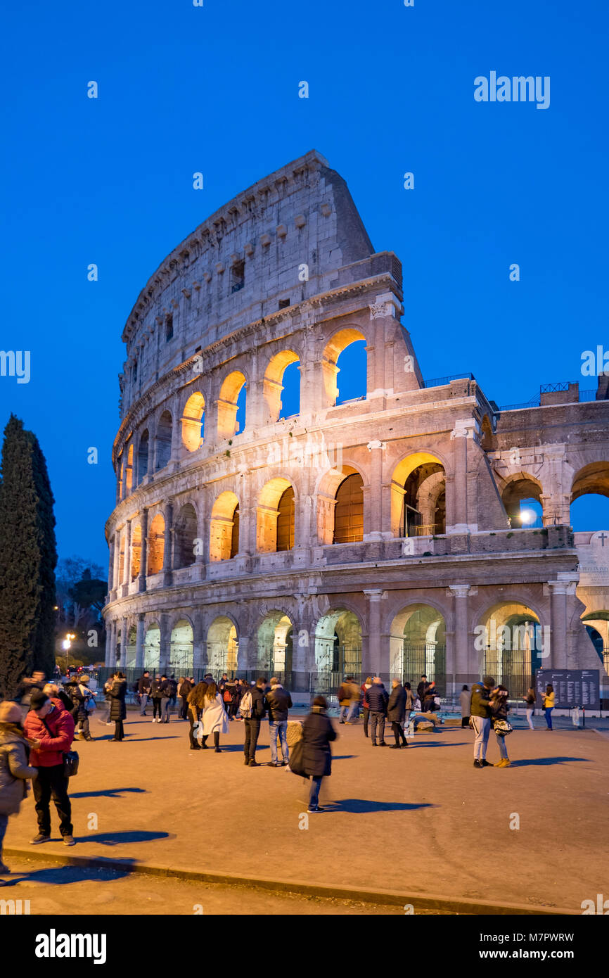 Colosseum Night View in Rome, Italy Stock Photo