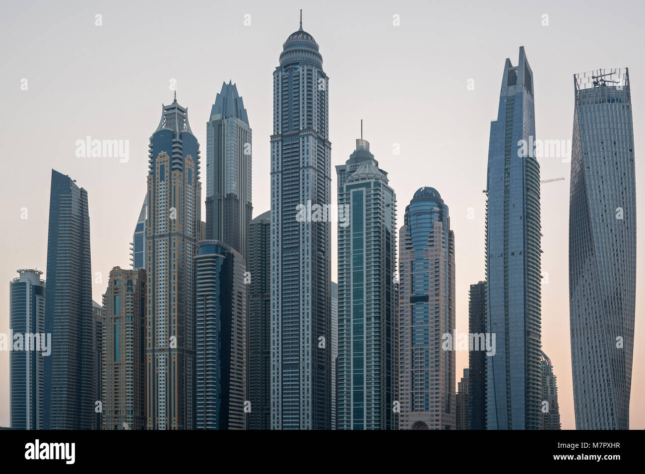 Skyline of of Dubai Marina, UAE Stock Photo