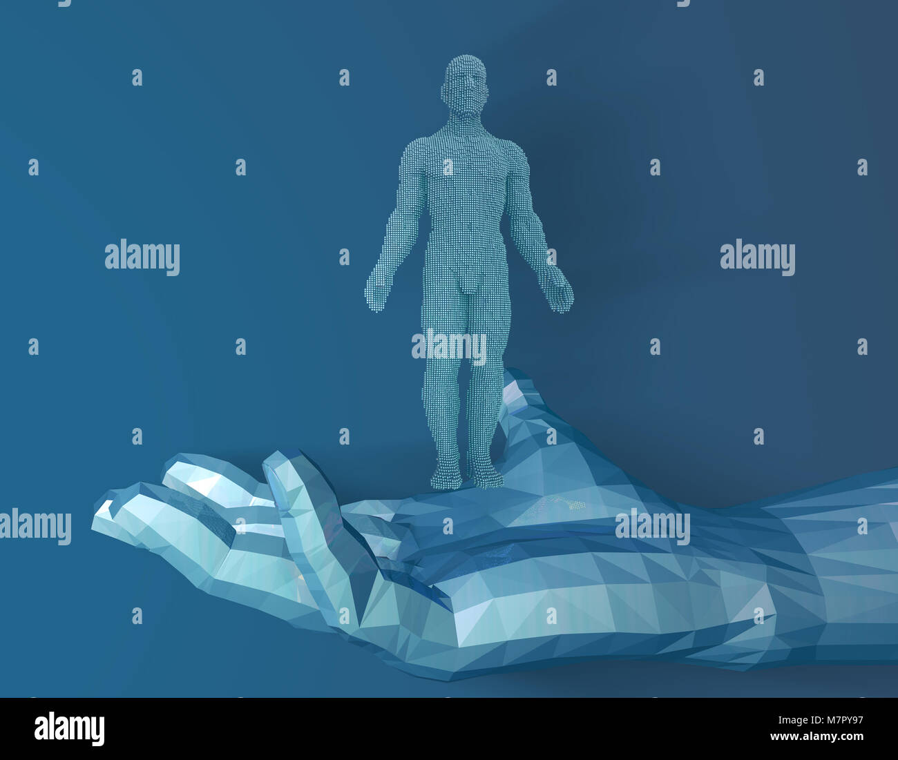 Human body in human hands, human technology, control the future Stock ...