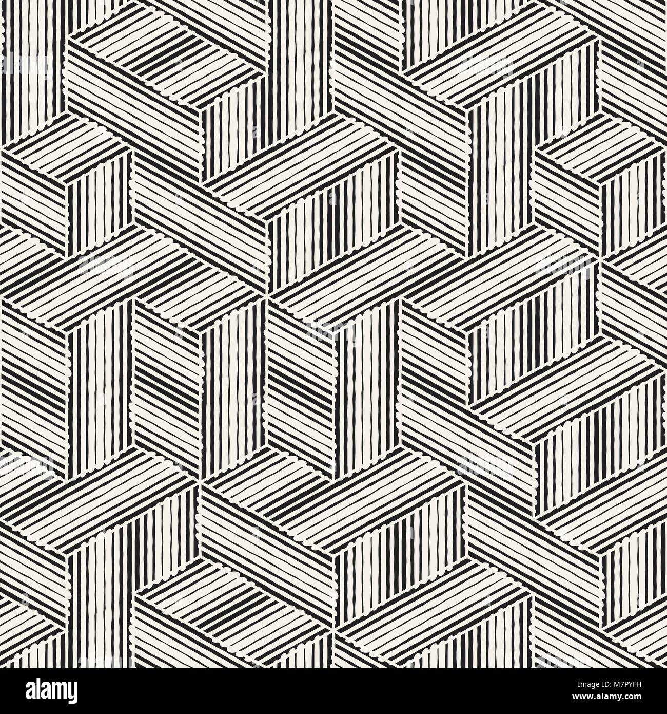Seamless abstract hand drawn pattern. Vector freehand lines background texture. Ink brush strokes geometric design. Stock Vector