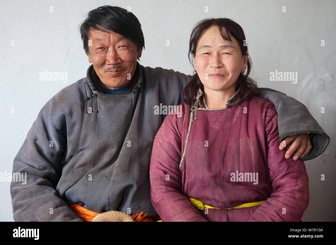 Mongolian family is photographed at his home Stock Photo - Alamy