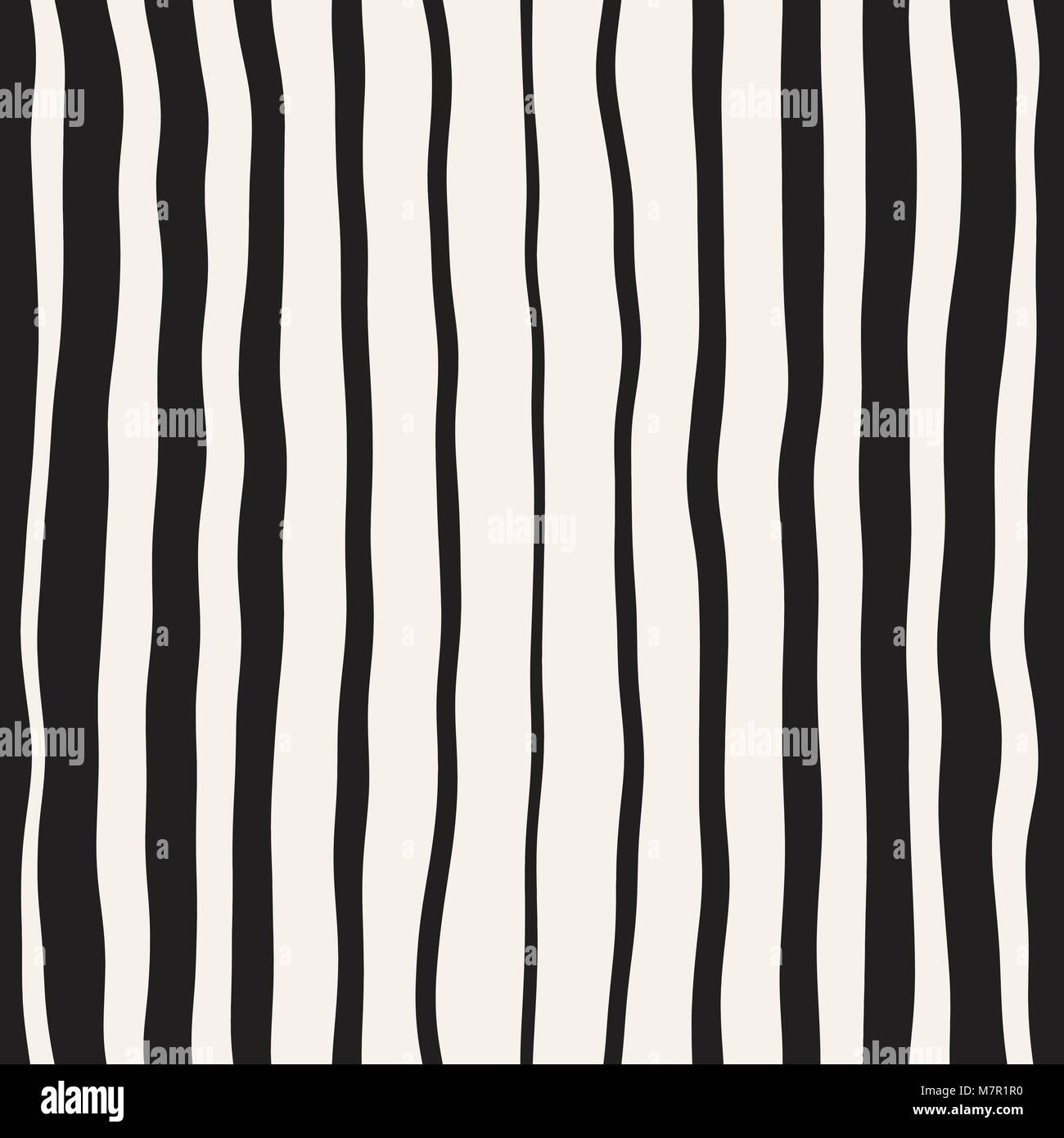 Vector seamless black and white hand drawn diagonal wavy lines pattern ...