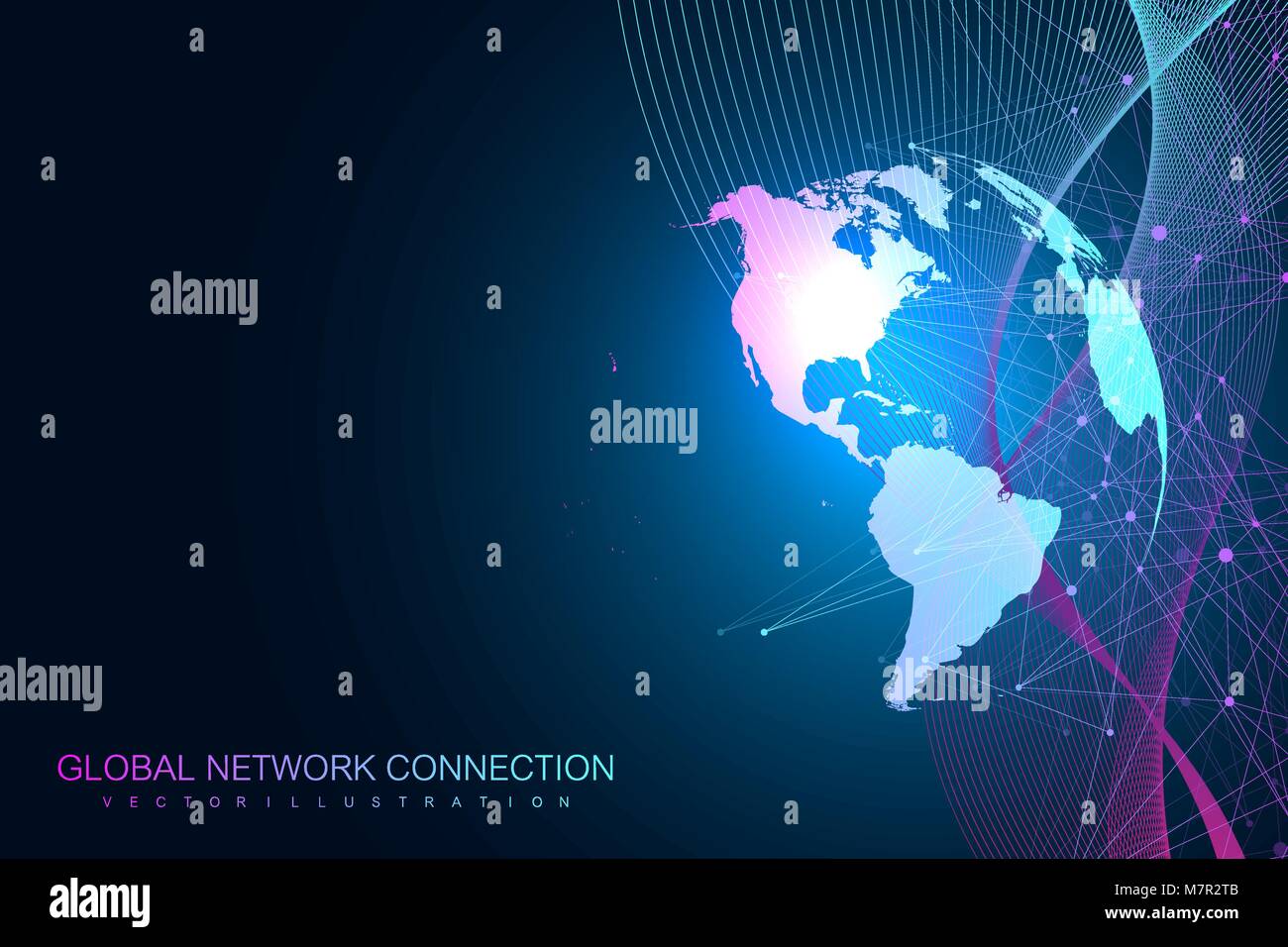 Big data visualization with a world globe. Abstract vector background ...