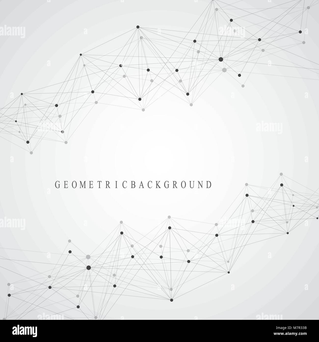 Geometric abstract vector with connected line and dots. Global network ...