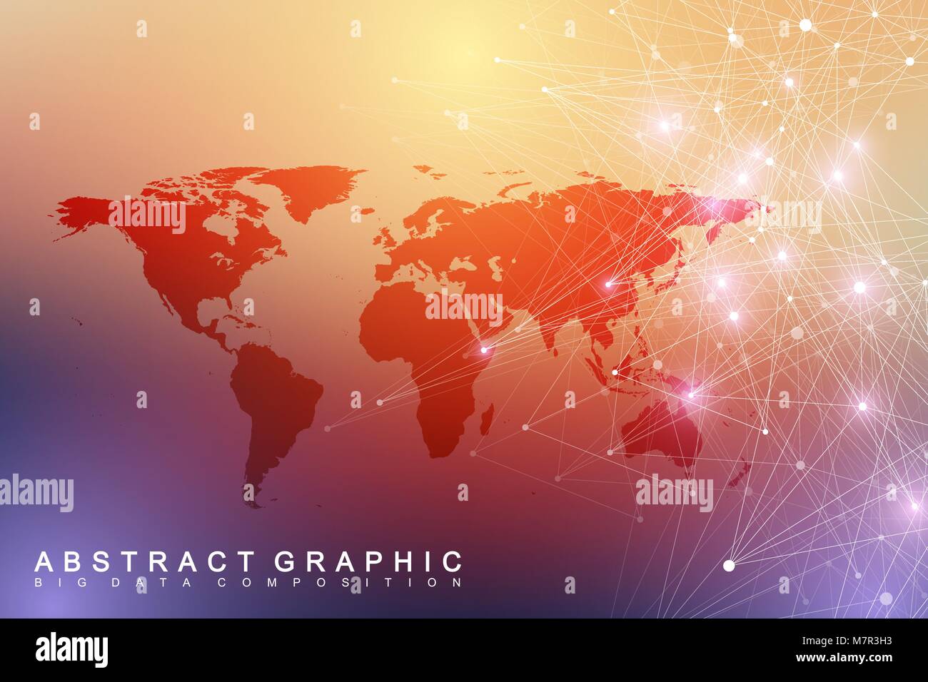 Big data visualization with a world map. Abstract vector background ...