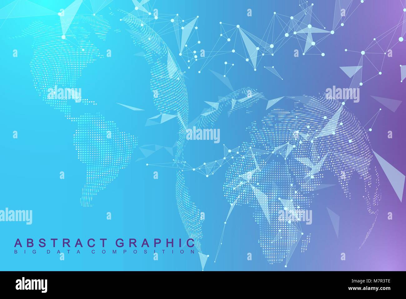 Big data visualization with a world globe. Abstract vector background ...