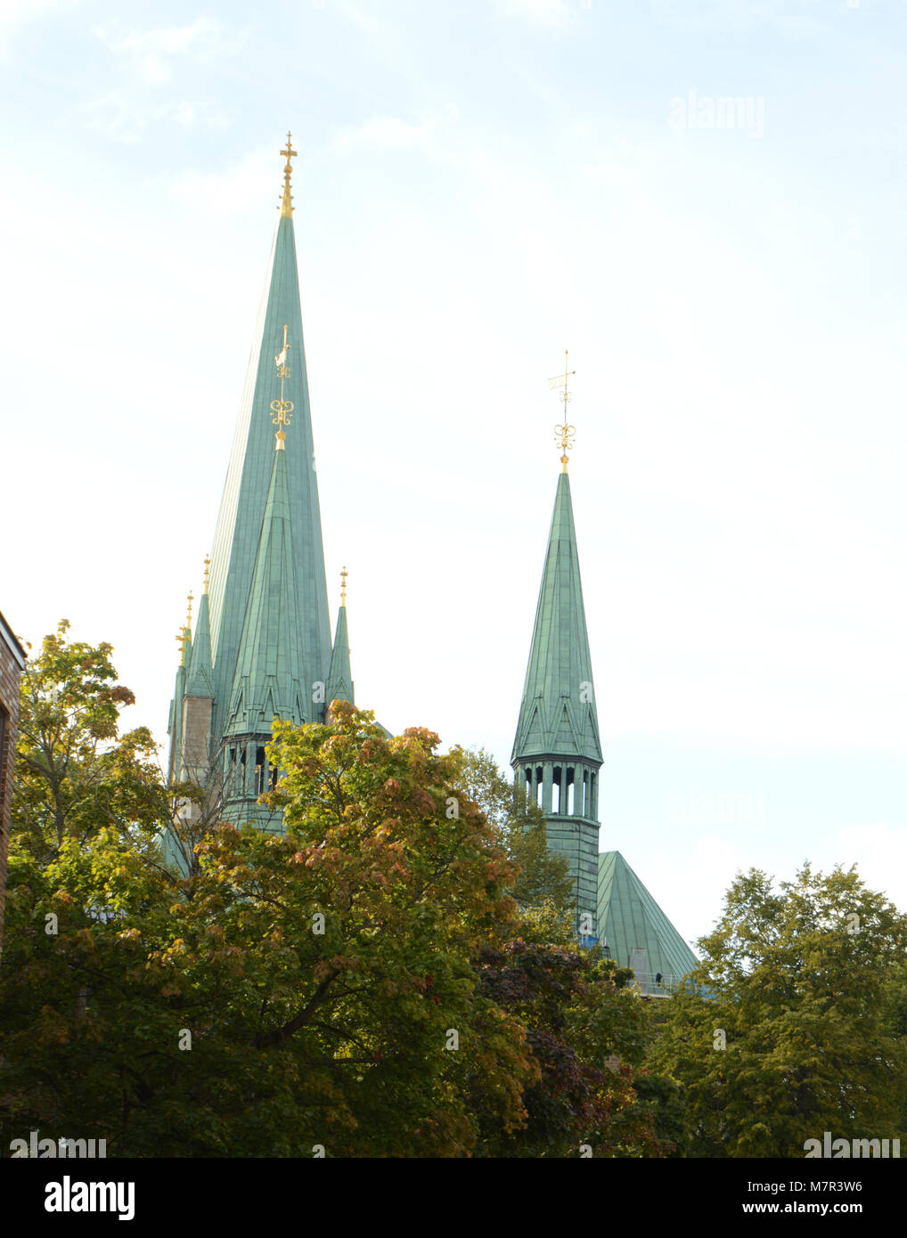 Old church towers in Riga Stock Photo