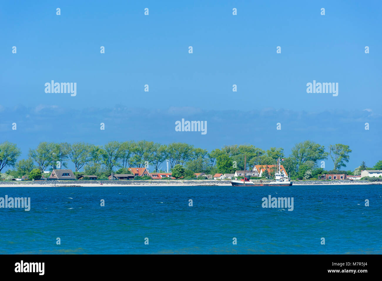 View about the Fehmarnsund toward Fehmarn island, Fehmarn, Baltic Sea, Schleswig-Holstein, Germany, Europe Stock Photo