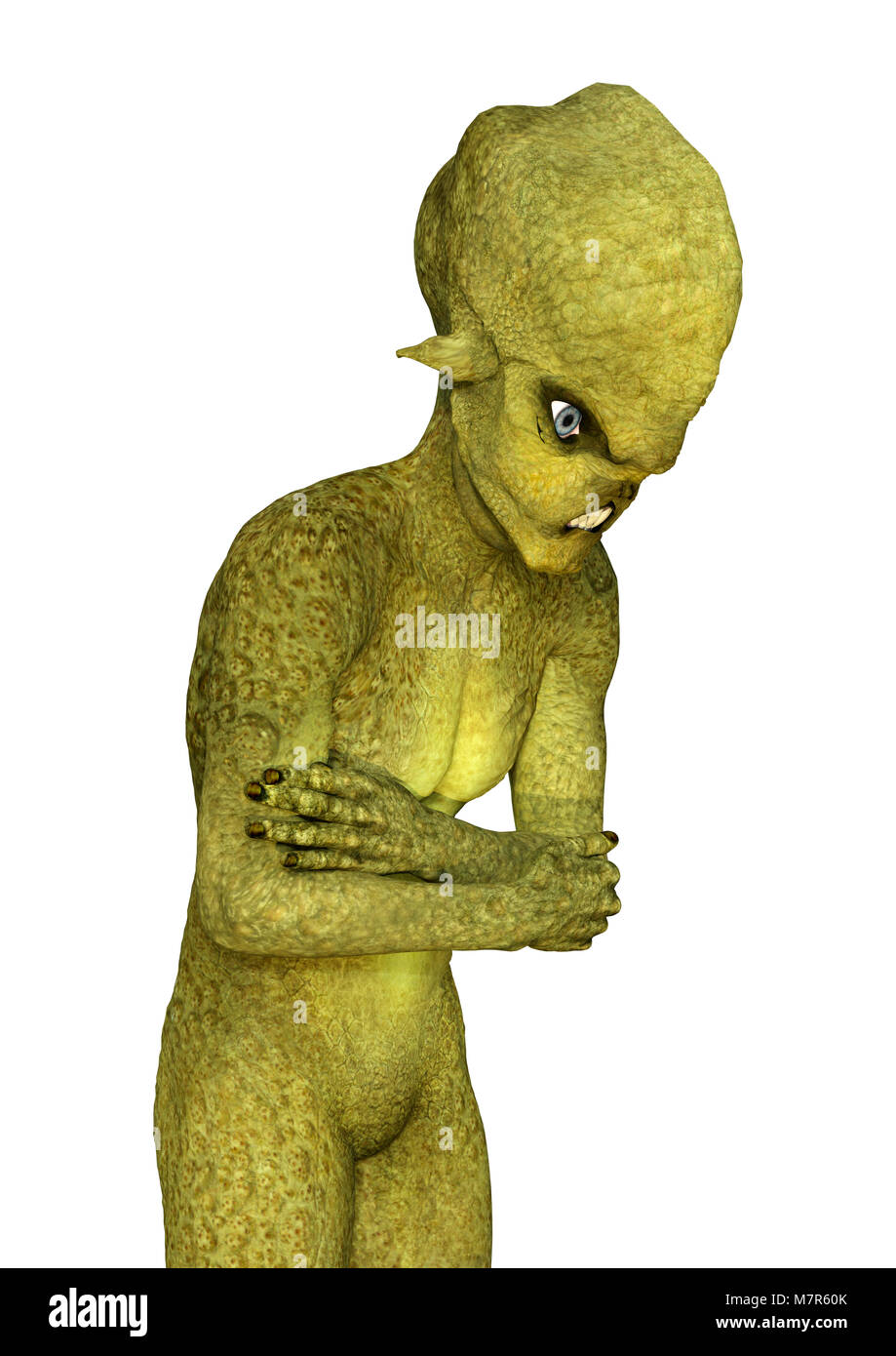 3D rendering of a green alien isolated on white background Stock Photo ...