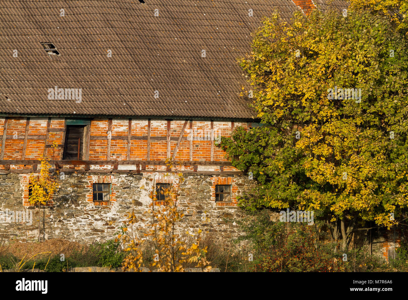 alte Scheune im Herbst Stock Photo