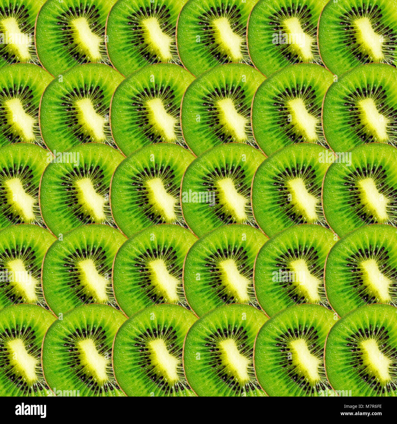 Green kiwi fruit slices texture, real photo food background Stock Photo