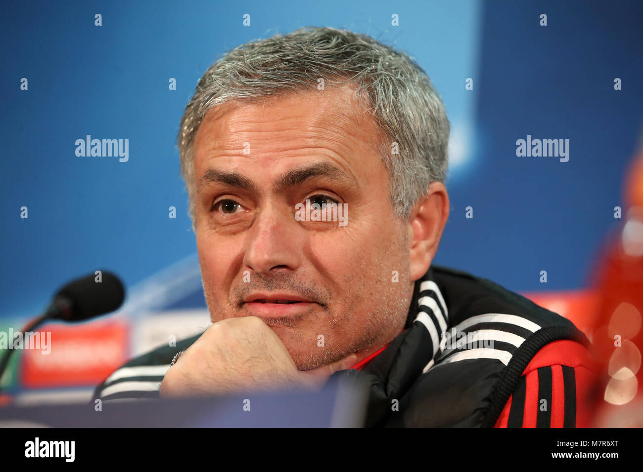 Manchester United manager Jose Mourinho during the press conference at Old Trafford, Manchester. PRESS ASSOCIATION Photo. Picture date: Monday March 12, 2018. See PA story SOCCER Man Utd. Photo credit should read: Martin Rickett/PA Wire Stock Photo
