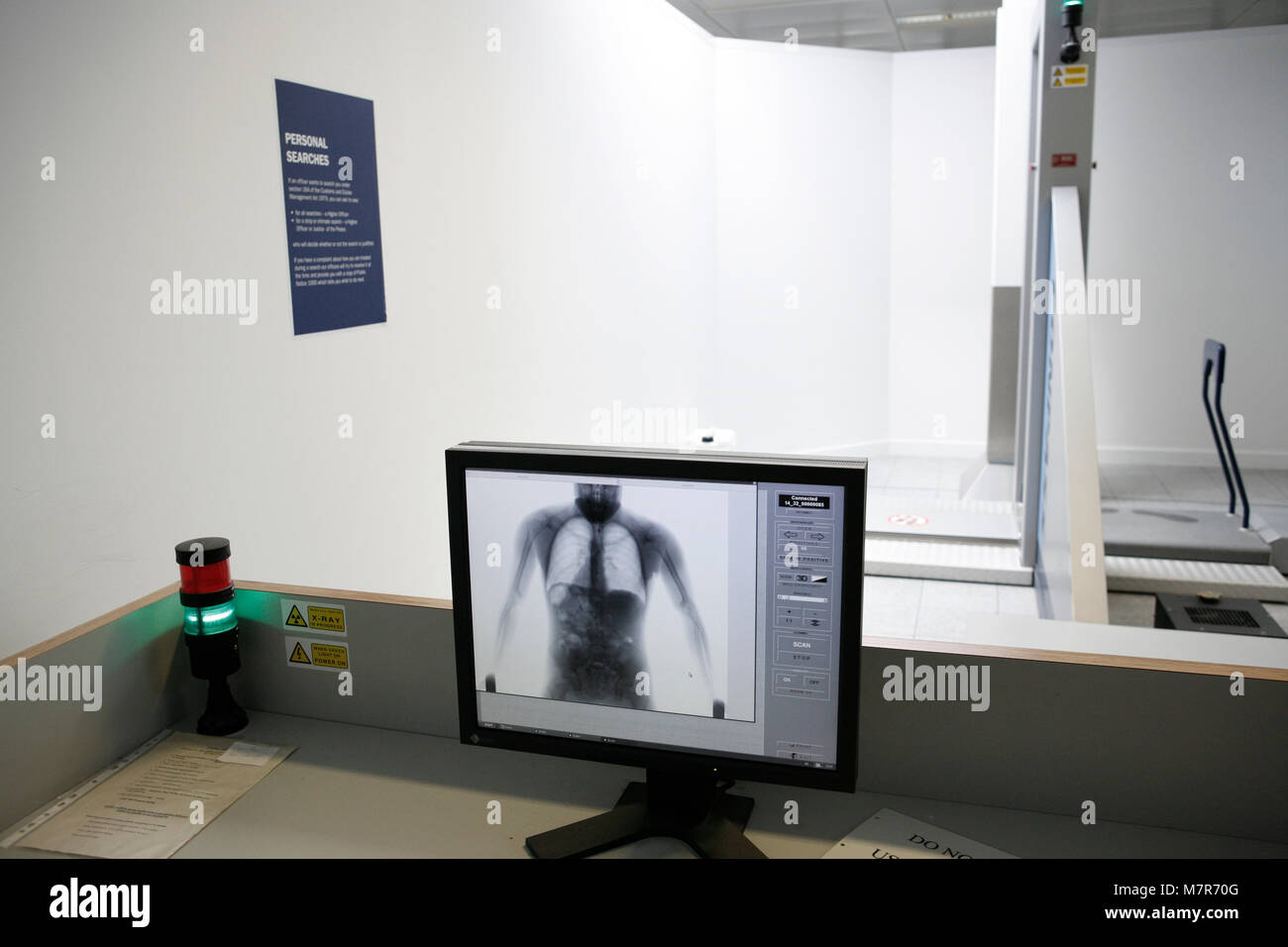 An internal scanning machine which determines whether the subject has