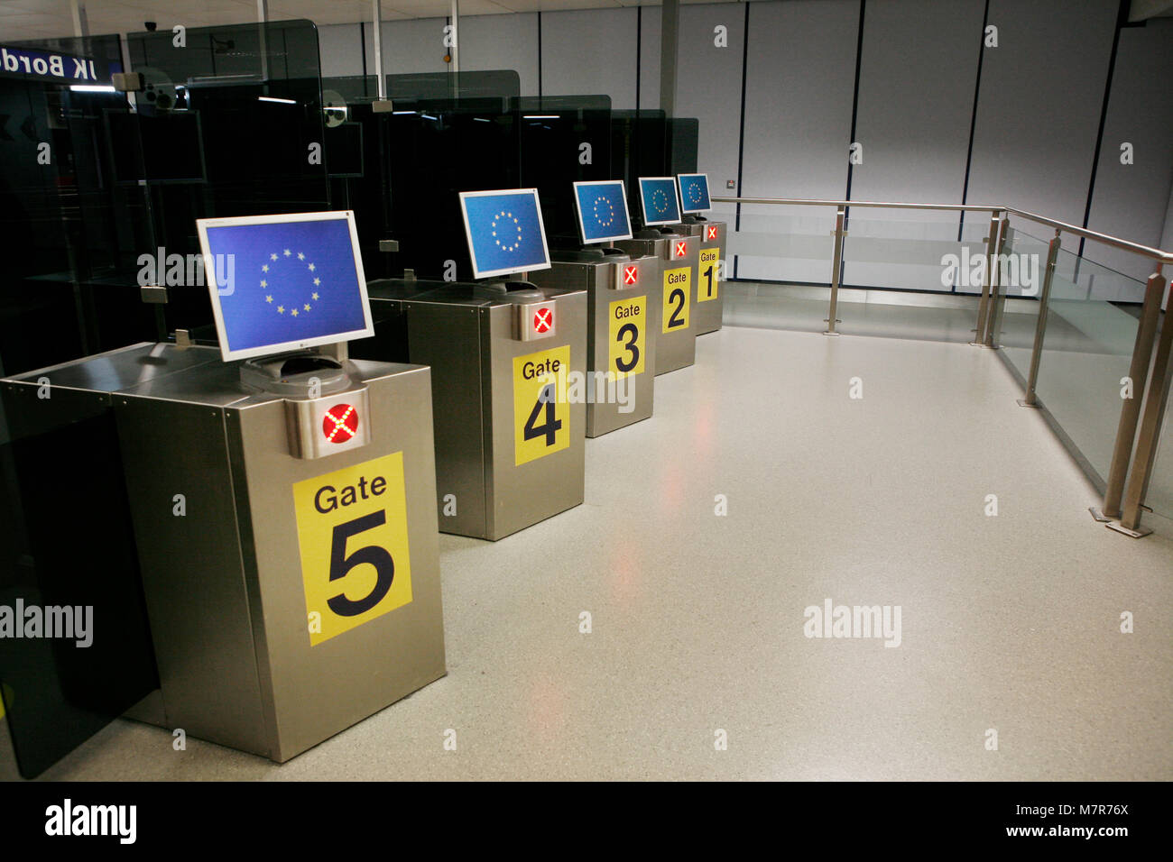 Iris scanning Passport control. HM UK Border Agency, Manchester Airport