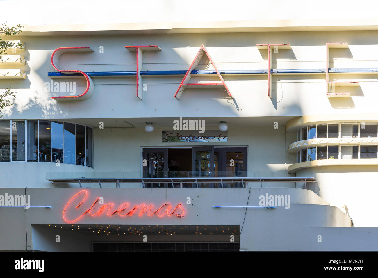 Art Deco State Cinema Centre, Trafalgar Street, Nelson, Nelson Region, New Zealand Stock Photo