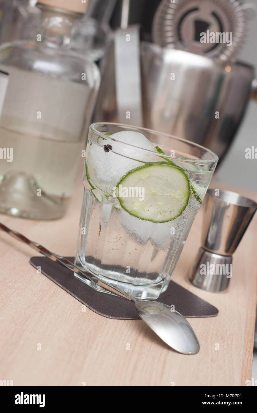 fresh gin tonic with cucumber and pepper Stock Photo Alamy