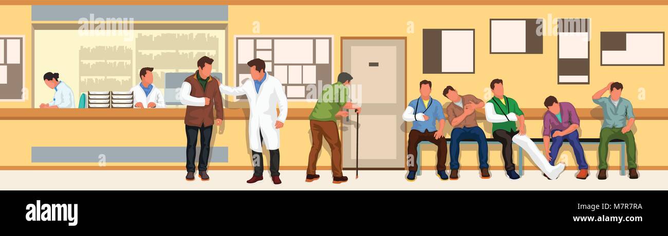 wide picture of hospital room Stock Vector