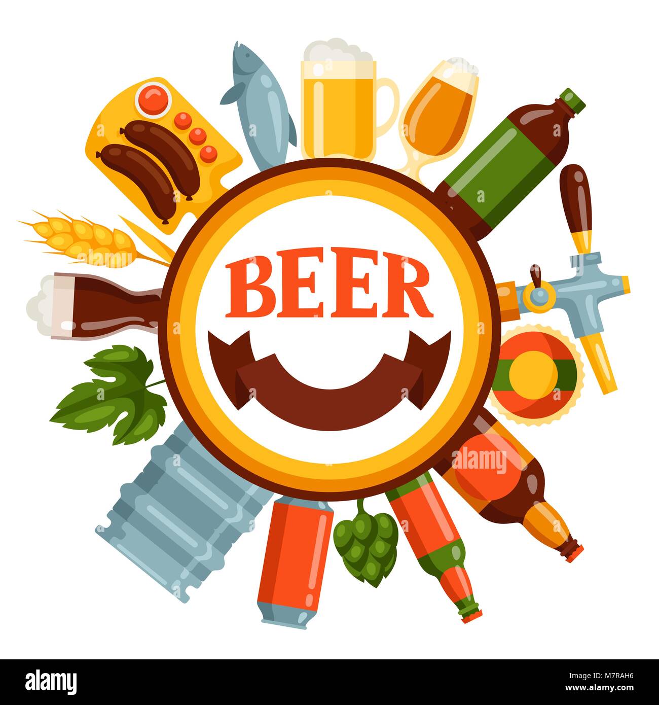 Background design with beer icons and objects Stock Vector Image & Art ...