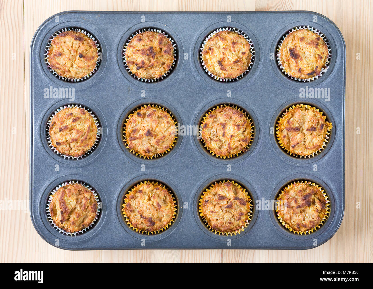 Homemade Carrot and Coconut Muffins. Stock Photo