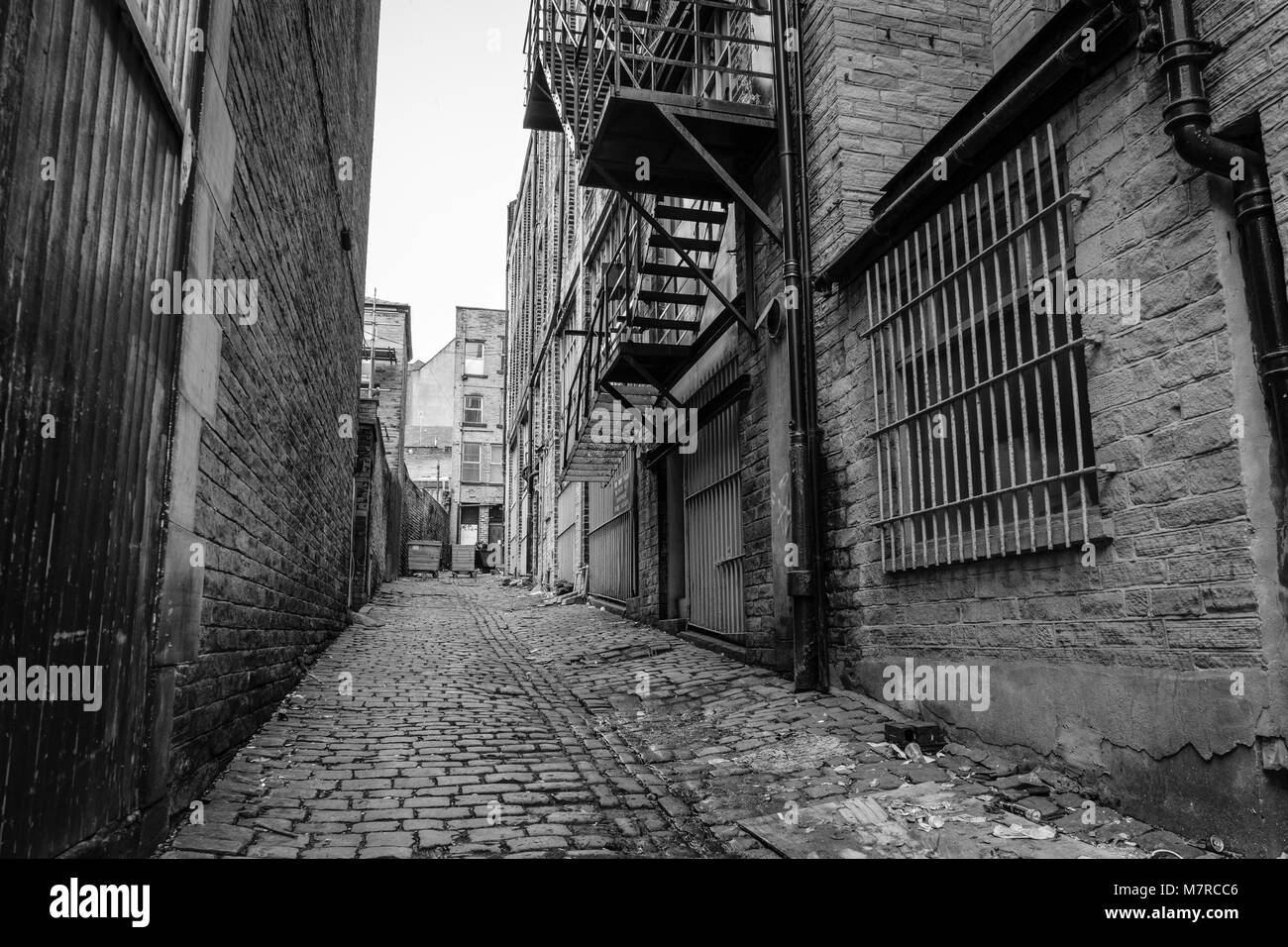 Fire escape in back alley Black and White Stock Photos & Images Alamy