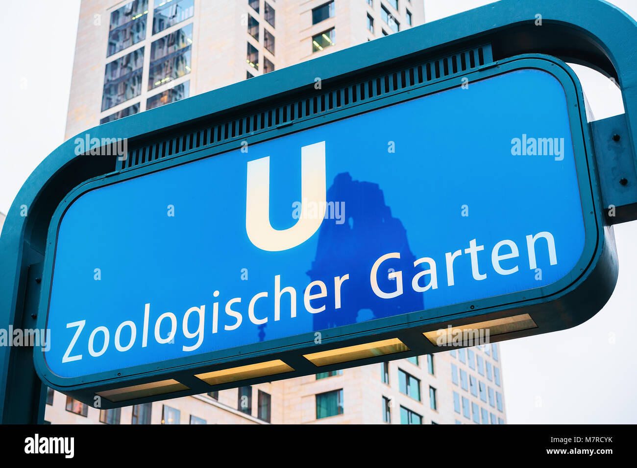 Zoological Garden Station direction plate in Berlin, Germany Stock Photo