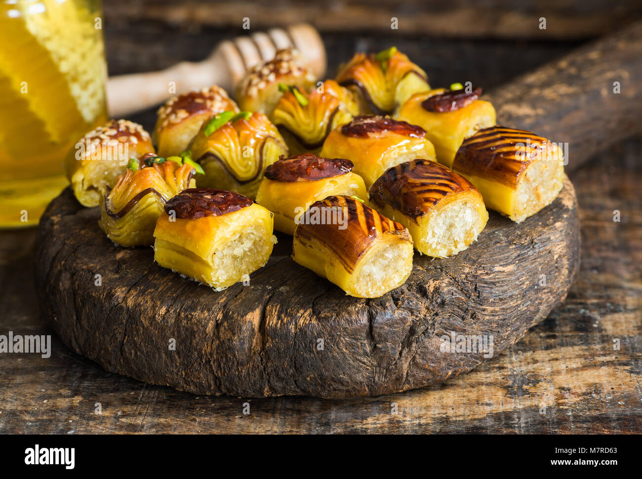 Selection of middle Eastern sweets - with almonds, cashew and pistachio ...