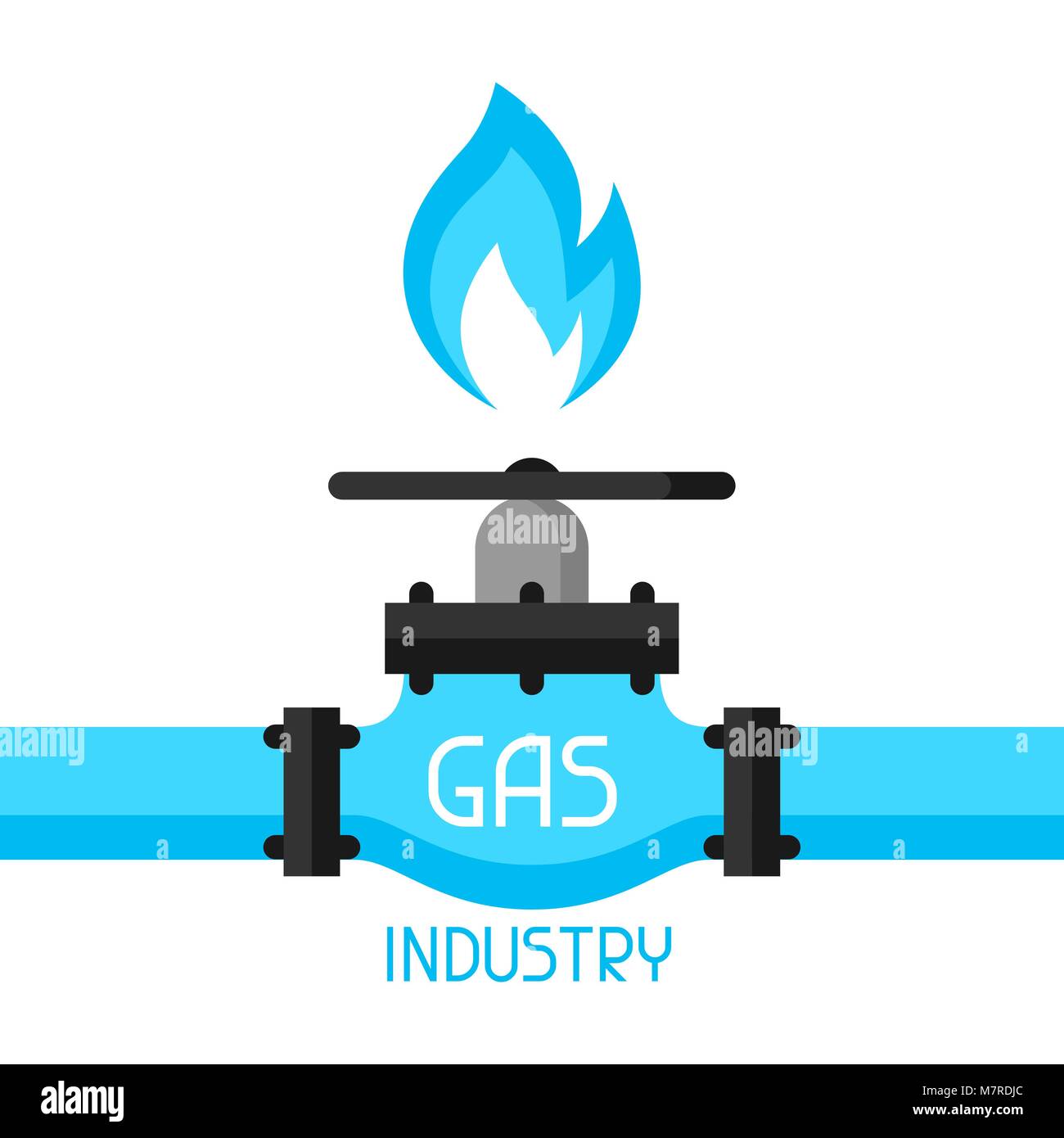 Gas control valve. Industrial illustration in flat style Stock Vector