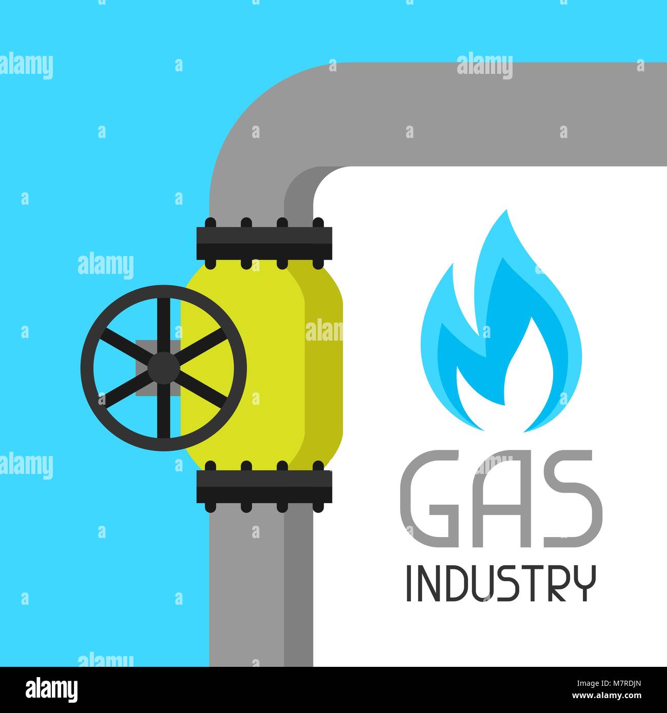 Gas control valve. Industrial illustration in flat style Stock Vector