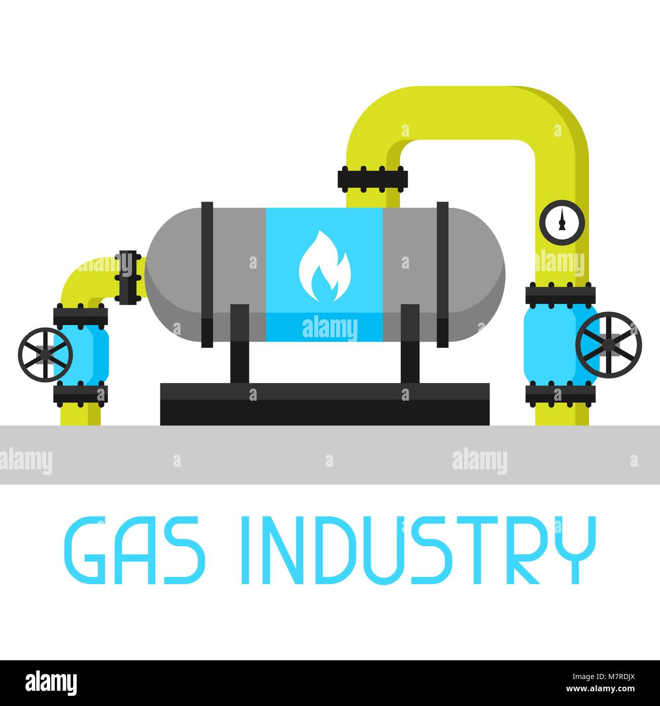 Gas heat exchanger in refinery. Industrial illustration in flat style Stock Vector
